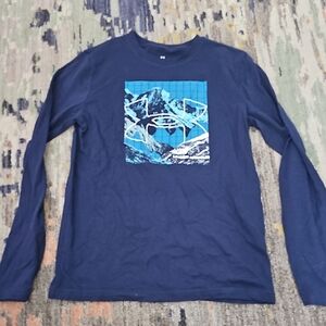 Under Armour Kids Long Sleeve Tee - Blue with Mountain Graphic